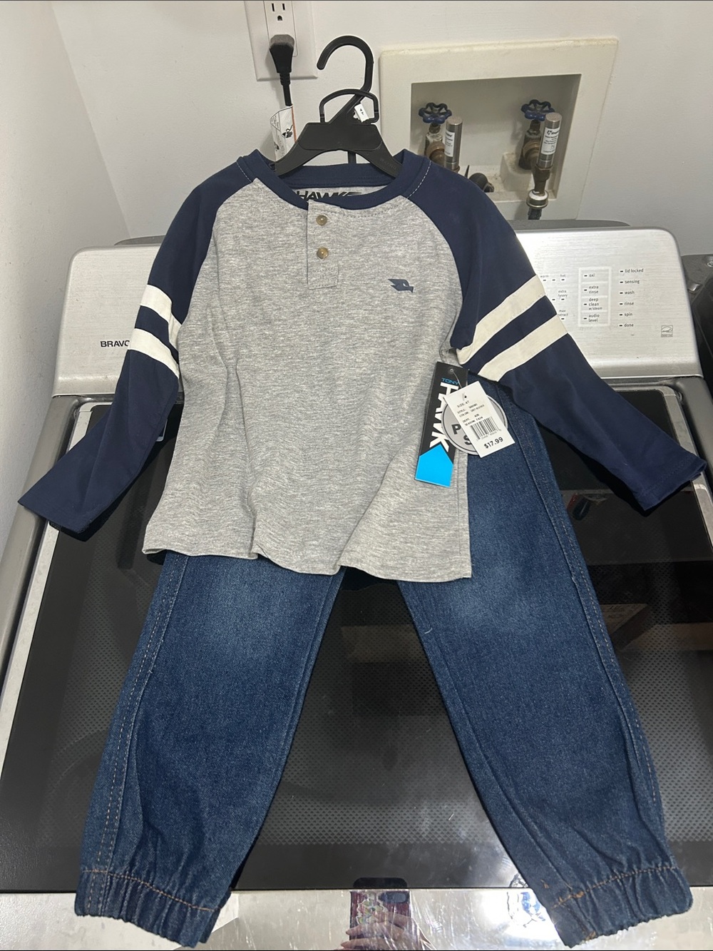 Boys 4t 2 piece set new nwt jogger style stretch waist jeans Henley top shirt